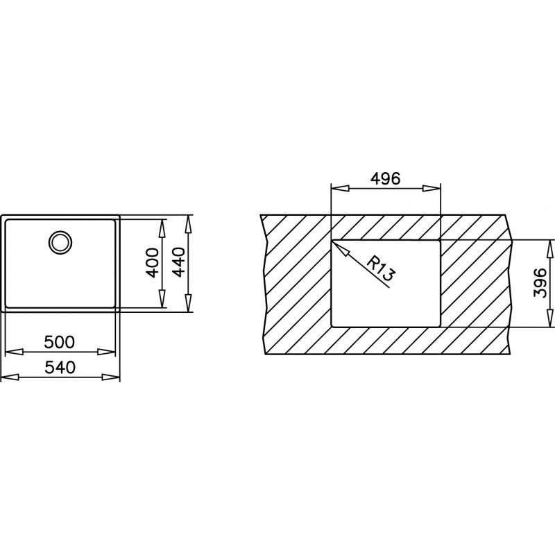 Мивка за монтаж под плот Teka BE Linea 500/400 Мивка за монтаж под плот Teka BE Linea 500/400