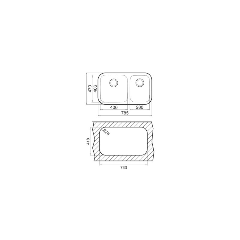 Мивка за монтаж под плот Teka BE-785 2C Мивка за монтаж под плот Teka BE-785 2C
