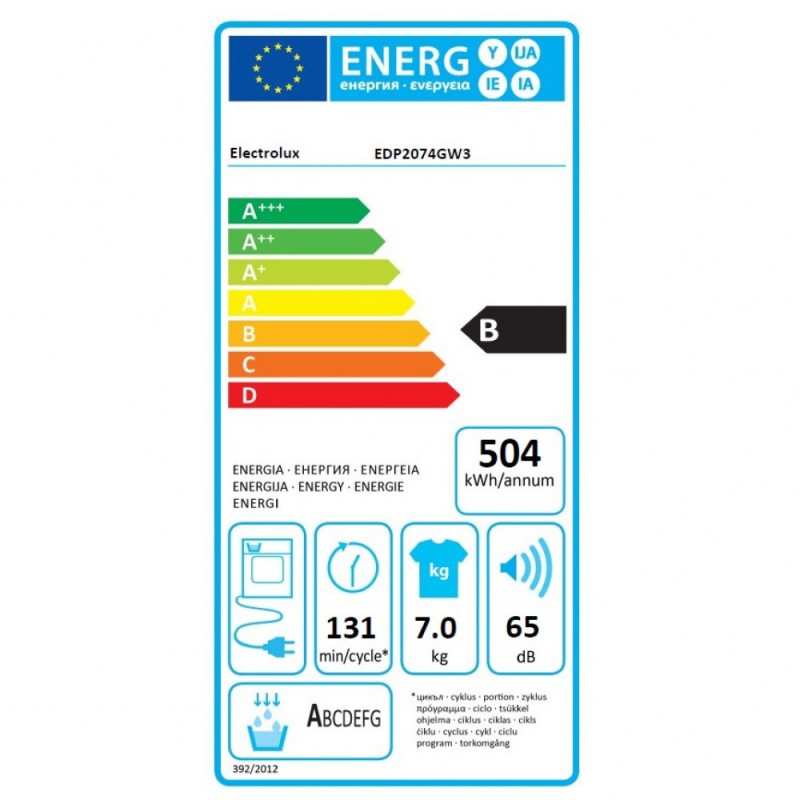 Сушилня Electrolux EDP2074GW3, 7 кг, отложен старт Сушилня Electrolux EDP2074GW3, 7 кг, отложен старт