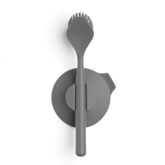 Четка за съдове Brabantia Dark Grey, вакуумна закачалка Четка за съдове Brabantia Dark Grey, вакуумна закачалка - Кухня
