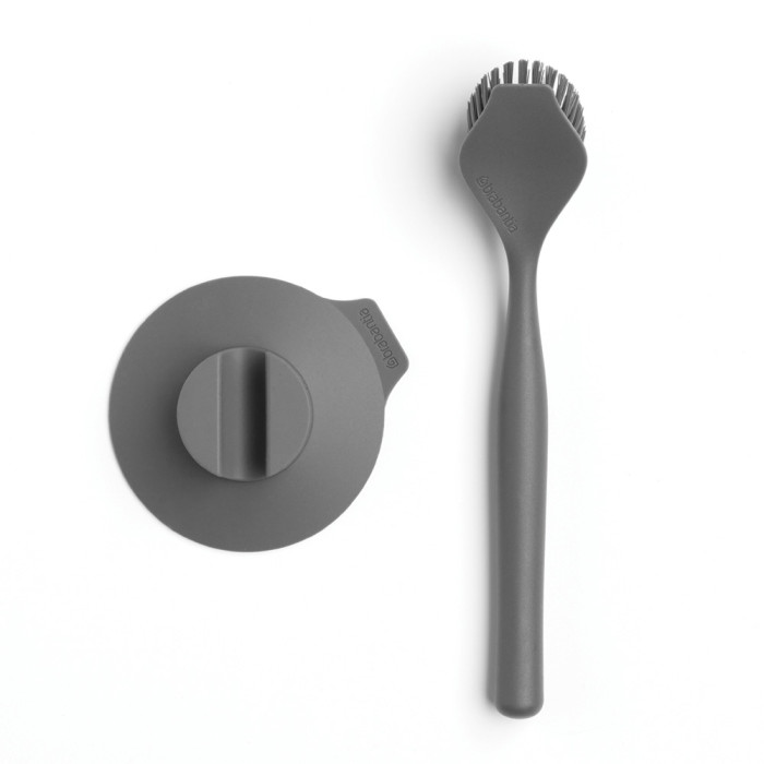 Четка за съдове Brabantia Dark Grey, вакуумна закачалка Четка за съдове Brabantia Dark Grey, вакуумна закачалка - Кухня