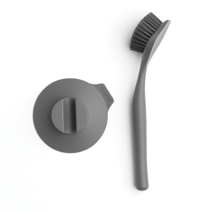 Четка за съдове Brabantia Dark Grey, вакуумна закачалка Четка за съдове Brabantia Dark Grey, вакуумна закачалка - Кухня