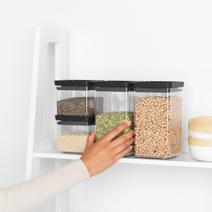 Буркани Brabantia Tasty+ 4 броя (2х0.7L и 2x1.6L), Dark Grey Lid - Кухня