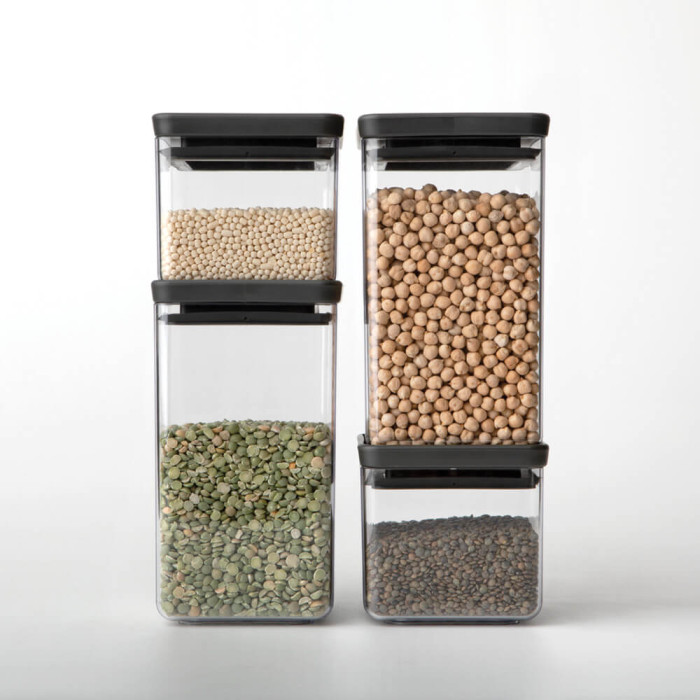 Буркани Brabantia Tasty+ 4 броя (2х0.7L и 2x1.6L), Dark Grey Lid - Кухня