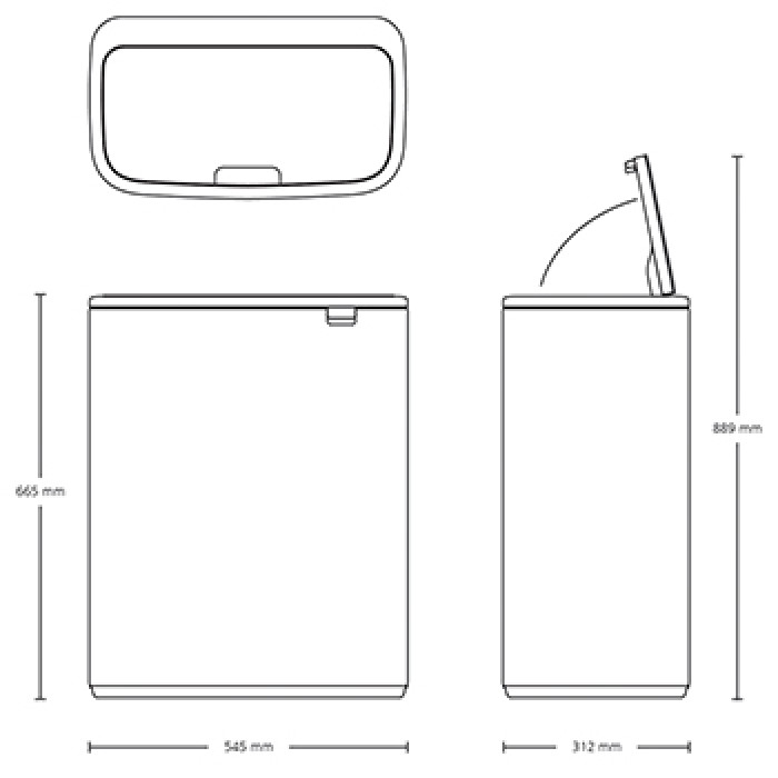 Кош за смет Brabantia Bo Touch 60L, Platinum Кош за смет Brabantia Bo Touch 60L, Platinum - Баня и почистване