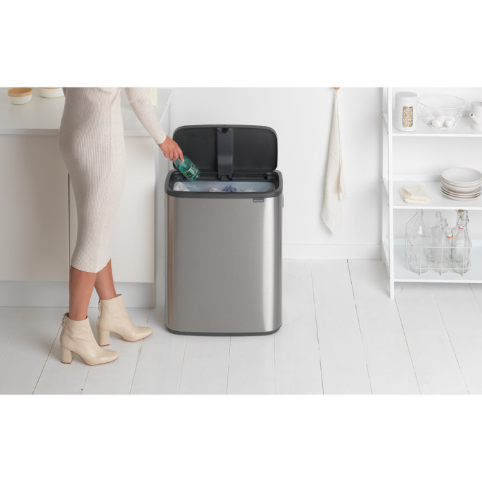 Кош за смет Brabantia Bo Touch 60L, Matt Steel Fingerprint Proof - Баня и почистване