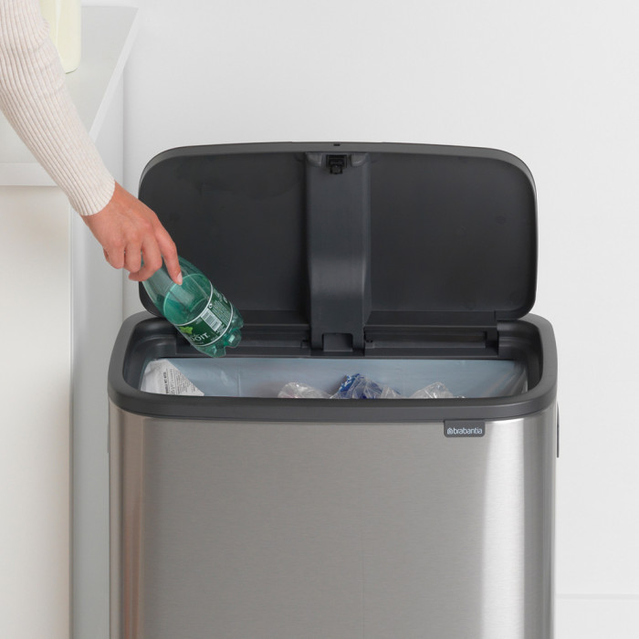 Кош за смет Brabantia Bo Touch 60L, Matt Steel Fingerprint Proof - Баня и почистване