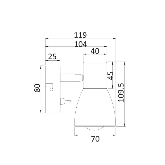 Спот 1-ца Pluto, E14, 1 max 40W, с ключ Спот 1-ца Pluto, E14, 1 max 40W, с ключ - Електроуреди