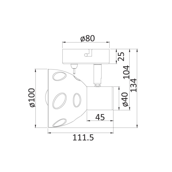 Спот 1-ца Moon, E14, 1 х max 40W, с ключ Спот 1-ца Moon, E14, 1 х max 40W, с ключ - Електроуреди