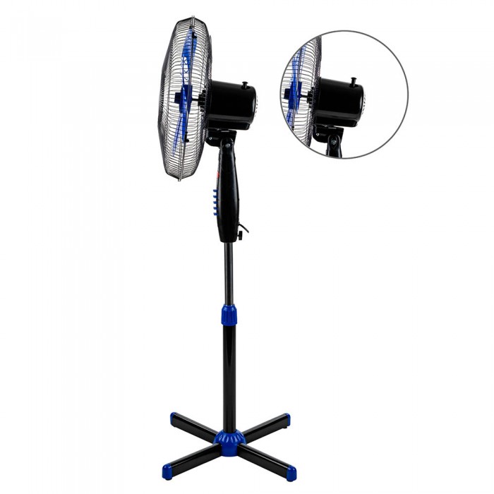 Вентилатор на стойка 16'' Perfect FM-3237, 40W, черно-синьо Вентилатор на стойка 16'' Perfect FM-3237, 40W, черно-синьо - Електроуреди