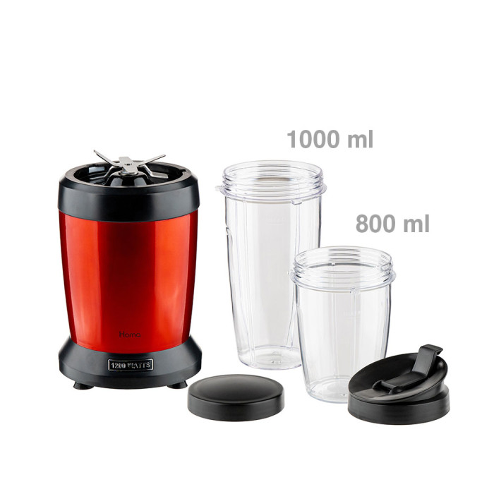 Нутри блендер Homa HNB-1299 Rossy, 1200W, 6 ножа, 2 чаши, червен Нутри блендер Homa HNB-1299 Rossy, 1200W, 6 ножа, 2 чаши, червен - Електроуреди