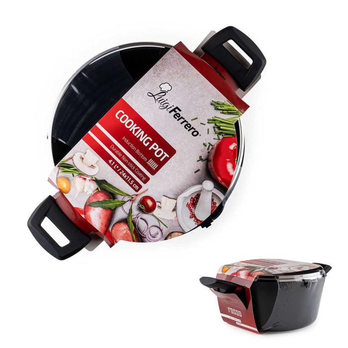 Тенджера Luigi Ferrero Rosso FR-2411 24x11.5cm, 4.1L Тенджера Luigi Ferrero Rosso FR-2411 24x11.5cm, 4.1L - Кухня