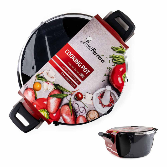 Тенджера Luigi Ferrero Rosso FR-2813 28x13.5cm, 6.7L Тенджера Luigi Ferrero Rosso FR-2813 28x13.5cm, 6.7L - Кухня