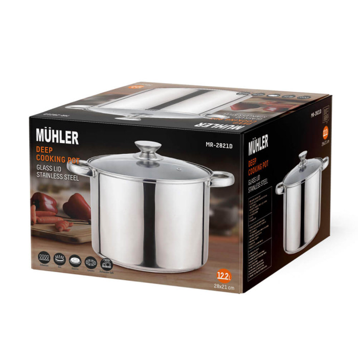 Тенджера дълбока Muhler MR-2821D NEW 28х21сm, 12.2L Тенджера дълбока Muhler MR-2821D NEW 28х21сm, 12.2L - Кухня