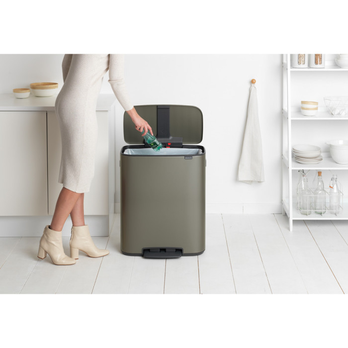 Кош за смет Brabantia Bo Pedal 60L, Platinum - Баня и почистване
