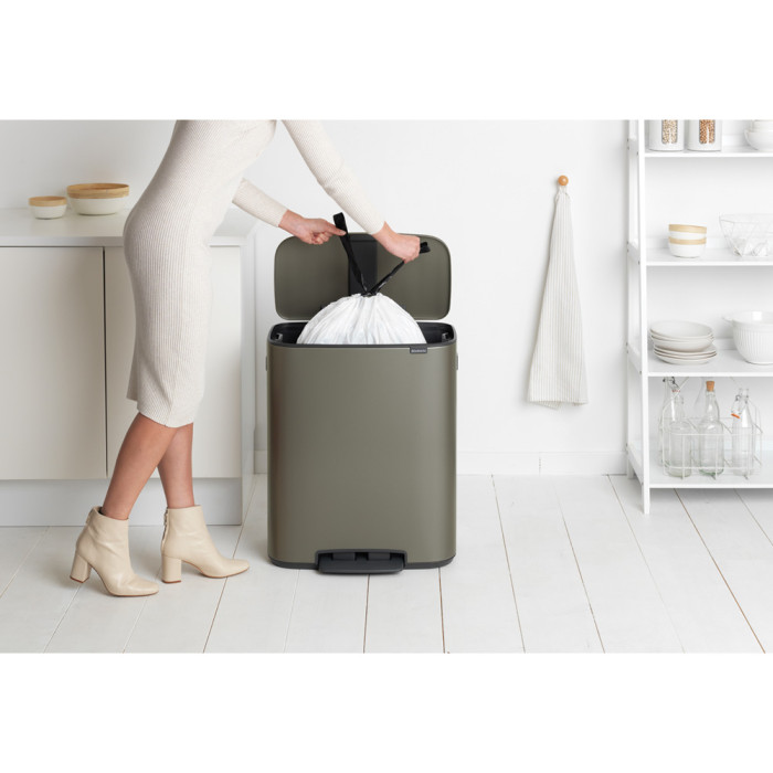 Кош за смет Brabantia Bo Pedal 60L, Platinum - Баня и почистване