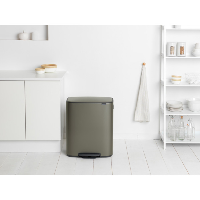 Кош за смет Brabantia Bo Pedal 60L, Platinum - Баня и почистване