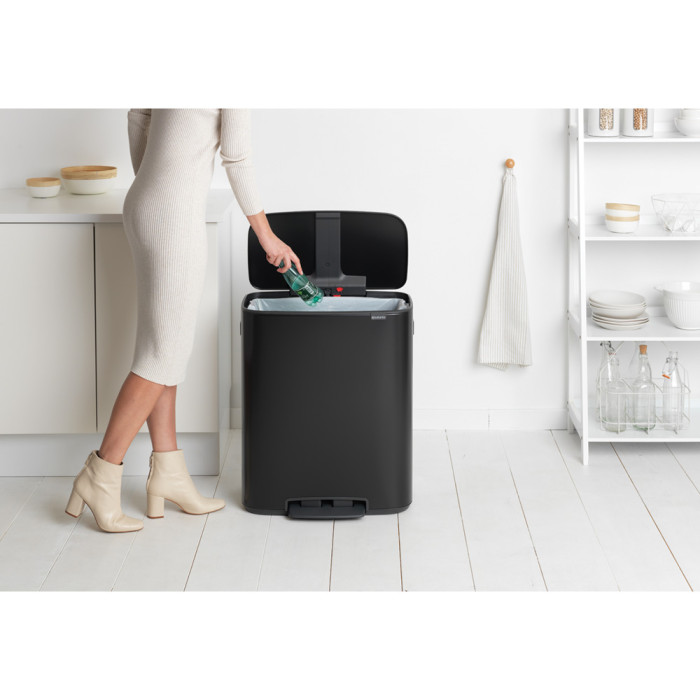 Кош за смет Brabantia Bo Pedal 60L, Matt Black - Баня и почистване