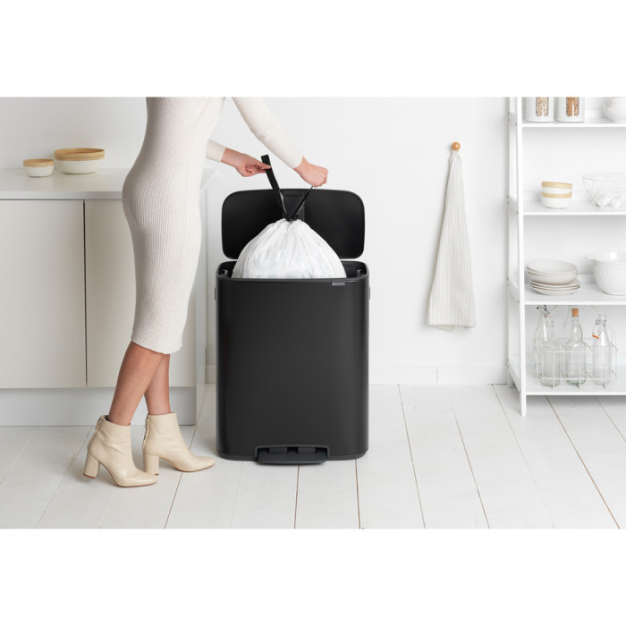 Кош за смет Brabantia Bo Pedal 60L, Matt Black - Баня и почистване