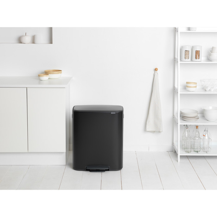 Кош за смет Brabantia Bo Pedal 60L, Matt Black - Баня и почистване
