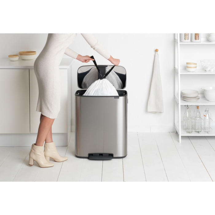 Кош за смет Brabantia Bo Pedal 60L, Matt Steel Fingerprint Proof - Баня и почистване