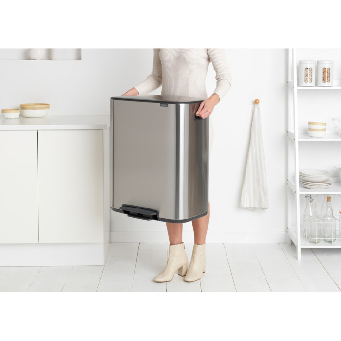Кош за смет Brabantia Bo Pedal 2x30L, Matt Steel Fingerprint Proof - Баня и почистване
