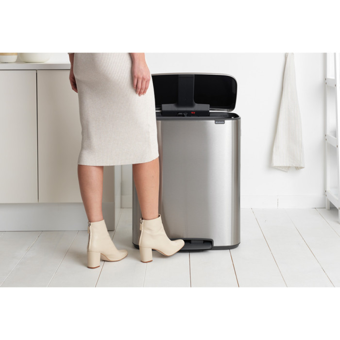 Кош за смет Brabantia Bo Pedal 2x30L, Matt Steel Fingerprint Proof - Баня и почистване