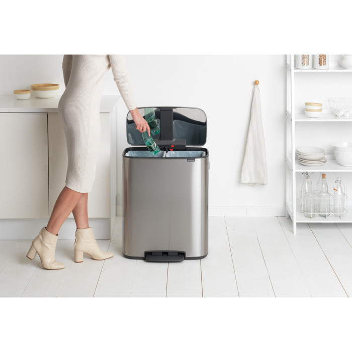 Кош за смет Brabantia Bo Pedal 2x30L, Matt Steel Fingerprint Proof - Баня и почистване