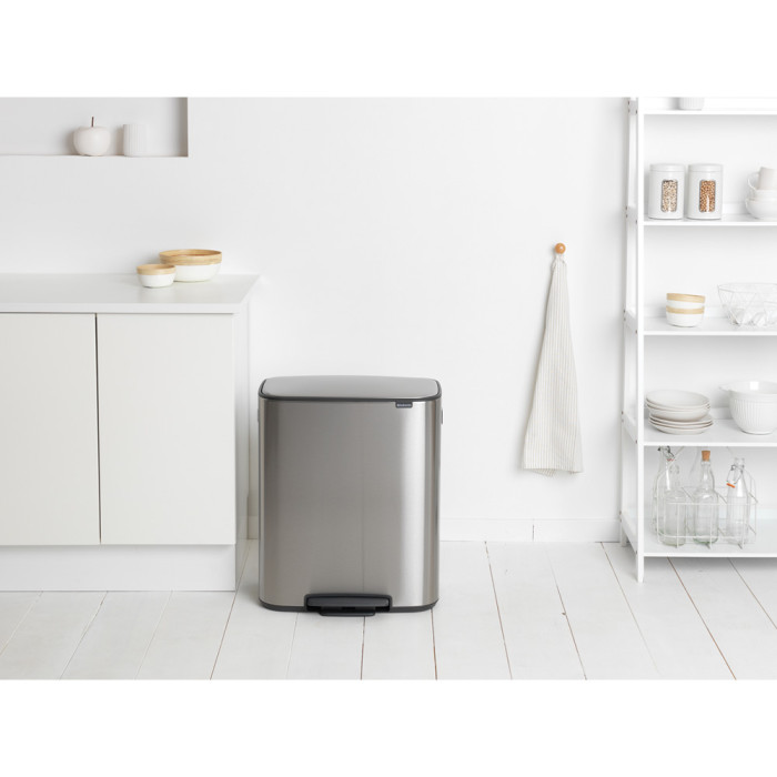 Кош за смет Brabantia Bo Pedal 2x30L, Matt Steel Fingerprint Proof - Баня и почистване