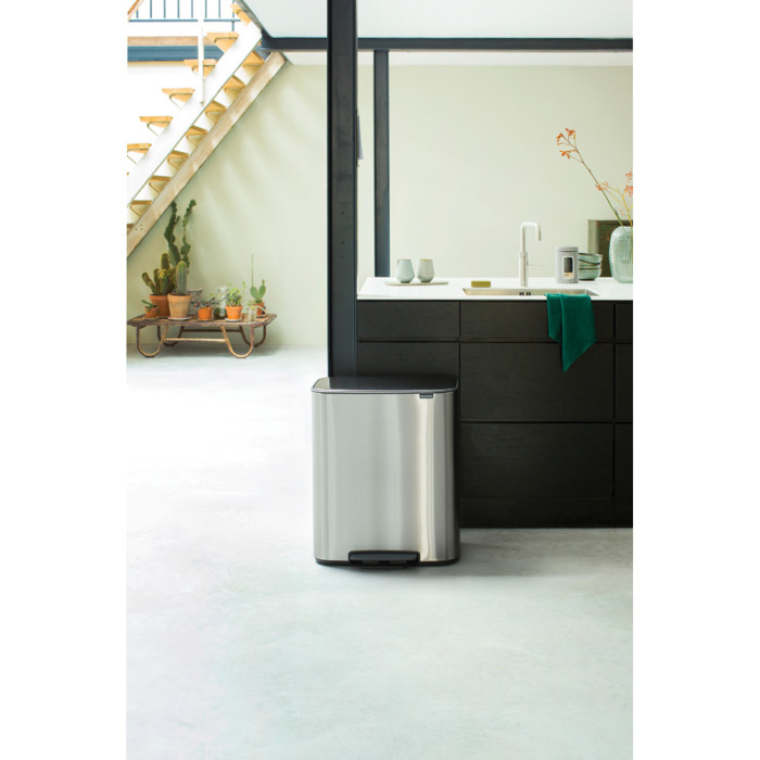 Кош за смет Brabantia Bo Pedal 2x30L, Matt Steel Fingerprint Proof - Баня и почистване