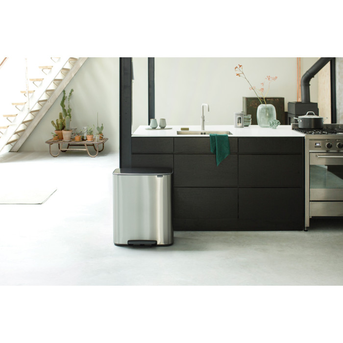 Кош за смет Brabantia Bo Pedal 2x30L, Matt Steel Fingerprint Proof - Баня и почистване