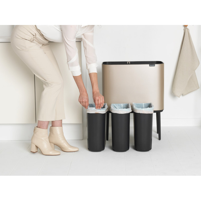 Кош за смет Brabantia Bo Touch 3x11L, Metallic Gold - Баня и почистване