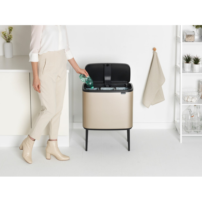 Кош за смет Brabantia Bo Touch 3x11L, Metallic Gold - Баня и почистване