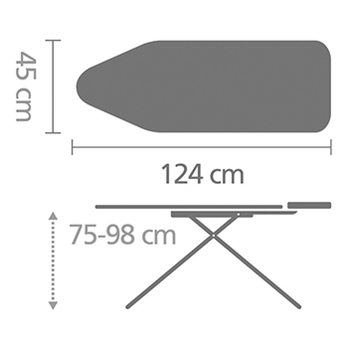 Маса за гладене Brabantia C 124x45cm с поставка за парогенератор, Titan Oval Маса за гладене Brabantia C 124x45cm с поставка за парогенератор, Titan Oval - Баня и почистване