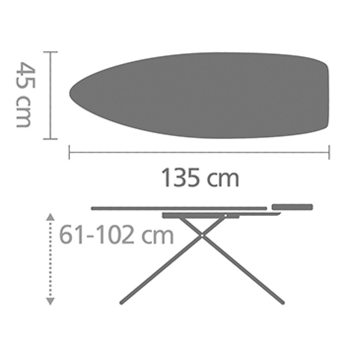 Маса за гладене Brabantia D 135x45cm с топлоустойчива зона за ютия, PerfectFlow Spring Bubbles Маса за гладене Brabantia D 135x45cm с топлоустойчива зона за ютия, PerfectFlow Spring Bubbles - Баня и почистване