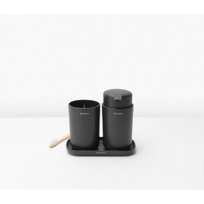 Комплект аксесоари за баня Brabantia ReNew Dark Grey 3 части - Баня и почистване