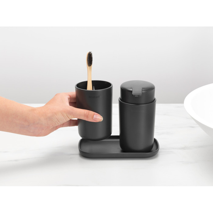 Комплект аксесоари за баня Brabantia ReNew Dark Grey 3 части - Баня и почистване