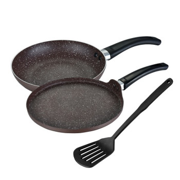 Тигани комплект Muhler MR-2626S NEW с шпатула 26x4.5cm, 26x1.6cm, шоколад