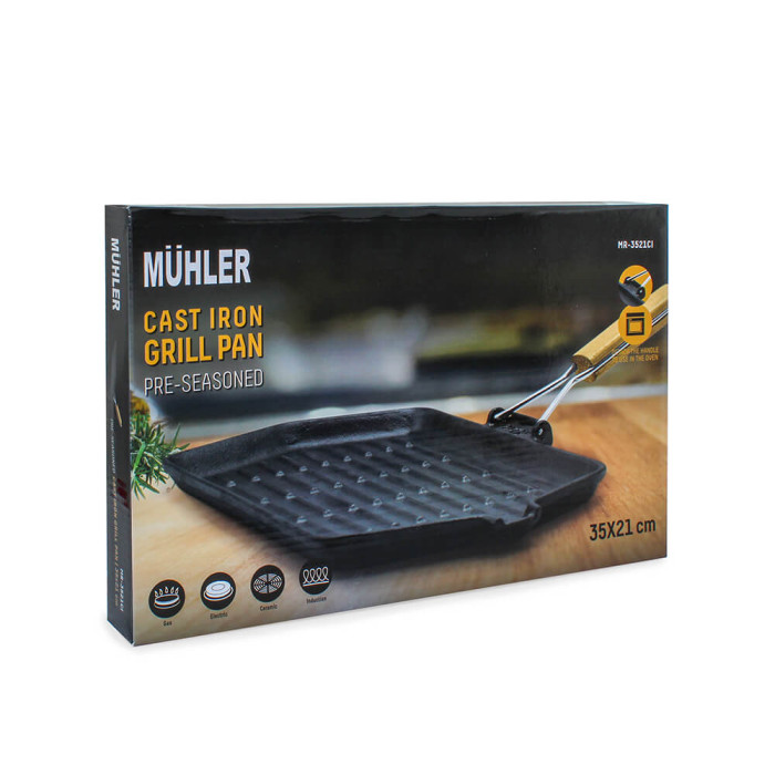 Тиган грил Muhler Tika MR-3521CI NEW 35x21cm, чугун Тиган грил Muhler Tika MR-3521CI NEW 35x21cm, чугун - Кухня