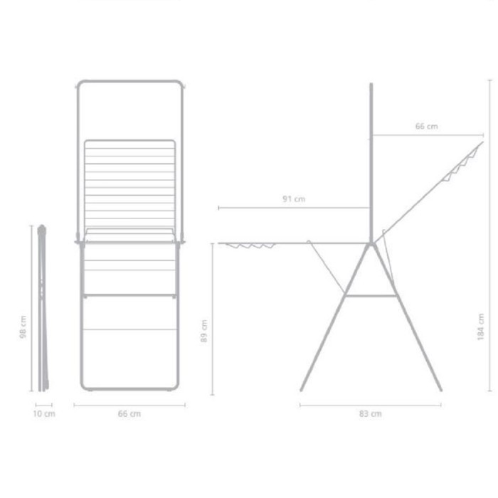 Сушилник за дрехи Brabantia Hangon, 25m, допълнителен прът, Matt Black - Баня и почистване