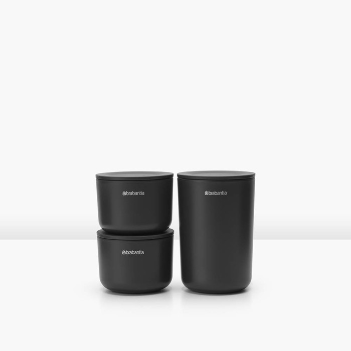Комплект за съхранение на принадлежности Brabantia ReNew Dark Grey 3 части Комплект за съхранение на принадлежности Brabantia ReNew Dark Grey 3 части - Баня и почистване