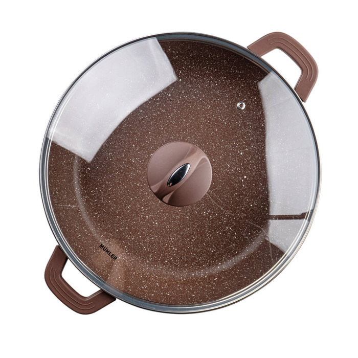 Тенджера плитка Muhler Mia MR-3275M 32x7.5cm, 4.3L, шоколад, лят алуминий Тенджера плитка Muhler Mia MR-3275M 32x7.5cm, 4.3L, шоколад, лят алуминий - Кухня