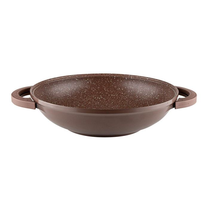 Тиган уок с капак Muhler Mia MR-3285M 32x8.5cm, 3.8L шоколад, лят алуминий Тиган уок с капак Muhler Mia MR-3285M 32x8.5cm, 3.8L шоколад, лят алуминий - Кухня