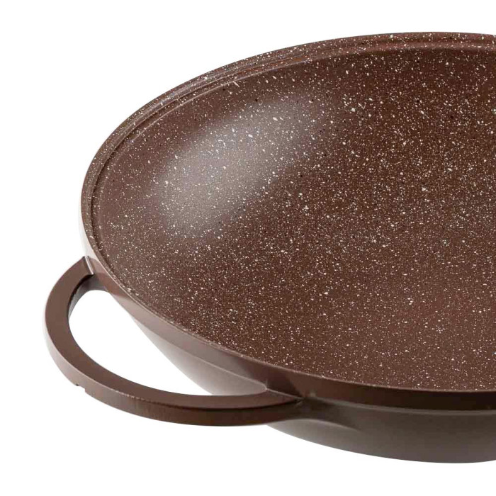 Тиган уок с капак Muhler Mia MR-3285M 32x8.5cm, 3.8L шоколад, лят алуминий Тиган уок с капак Muhler Mia MR-3285M 32x8.5cm, 3.8L шоколад, лят алуминий - Кухня