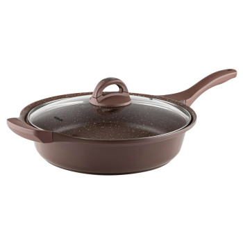 Тиган дълбок с капак Muhler Mia MR-2807M 28x7cm, 2.8L, шоколад, лят алуминий