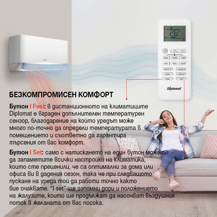 Климатик Инверторен DIPLOMAT DAC-240CA Климатик Инверторен DIPLOMAT DAC-240CA - Електроуреди