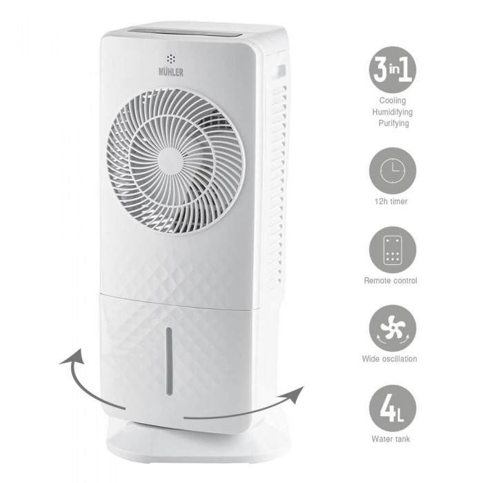 Мобилен охладител MUHLER MC-5055RC, 65W, 4 л, диг. упр-е Мобилен охладител MUHLER MC-5055RC, 65W, 4 л, диг. упр-е - Климатици