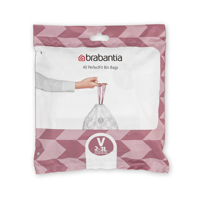 Торба за кош Brabantia PerfectFit NewIcon размер V, 3L, 40 броя, пакет - Баня и почистване