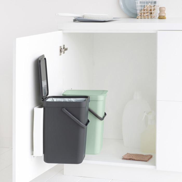 Кош за смет за разделно събиране Brabantia Sort&Go 2x12L, Dark Grey & Jade Green Кош за смет за разделно събиране Brabantia Sort&Go 2x12L, Dark Grey & Jade Green - Баня и почистване