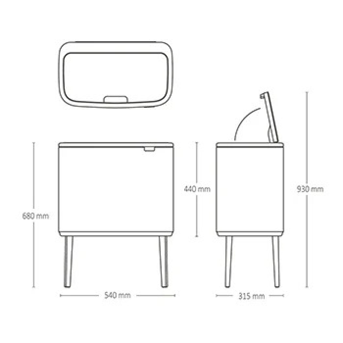 Кош за смет Brabantia Bo Touch 3x11L, Soft Beige Кош за смет Brabantia Bo Touch 3x11L, Soft Beige - Баня и почистване